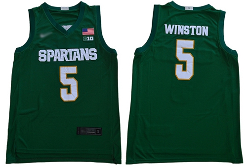 Michigan State Spartans #5 Cassius Winston Green 2019 Basketball Stitched College Jersey